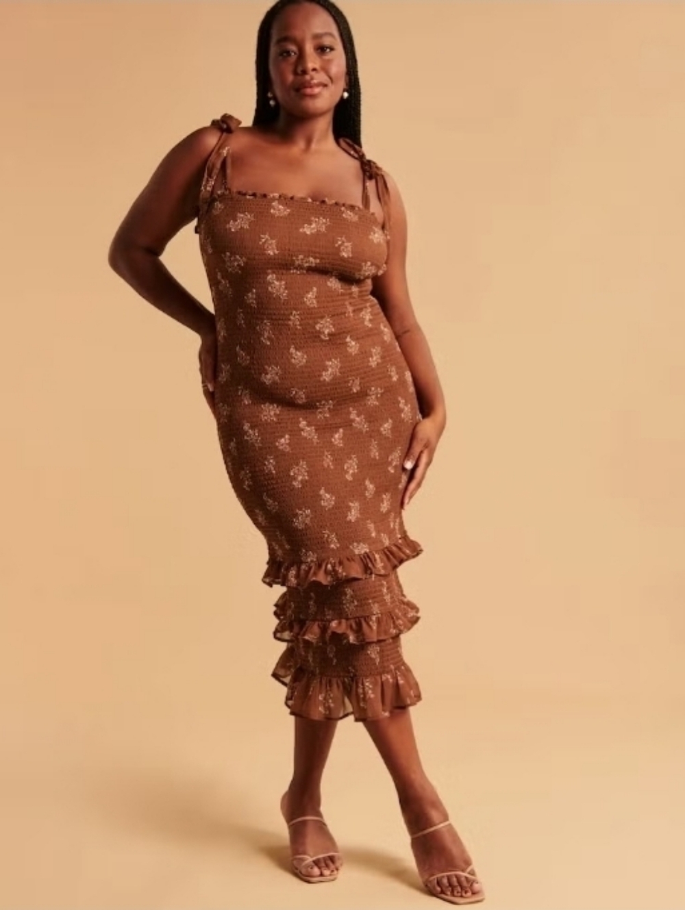 Abercrombie & Fitch Tiered Smocked Midi Dress